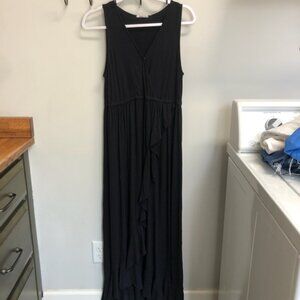 Ingrid & Isabel Maternity black knit sleeveless ruffle skirt maxi dress size M